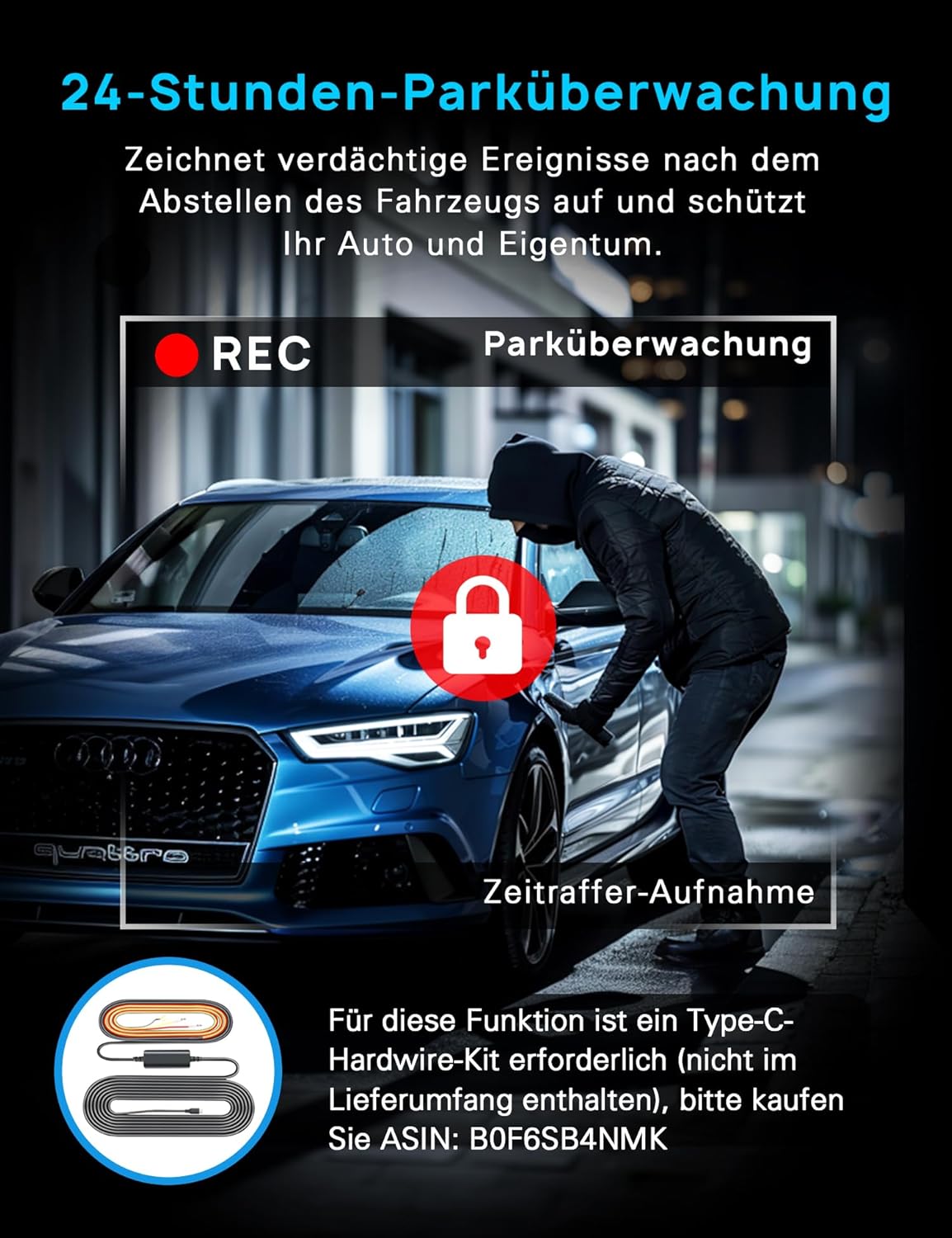 Dashcam Auto Kamera 180° / 360° Sicherheitskamera mit 24/7 Aufnahme & professionellem Einbau