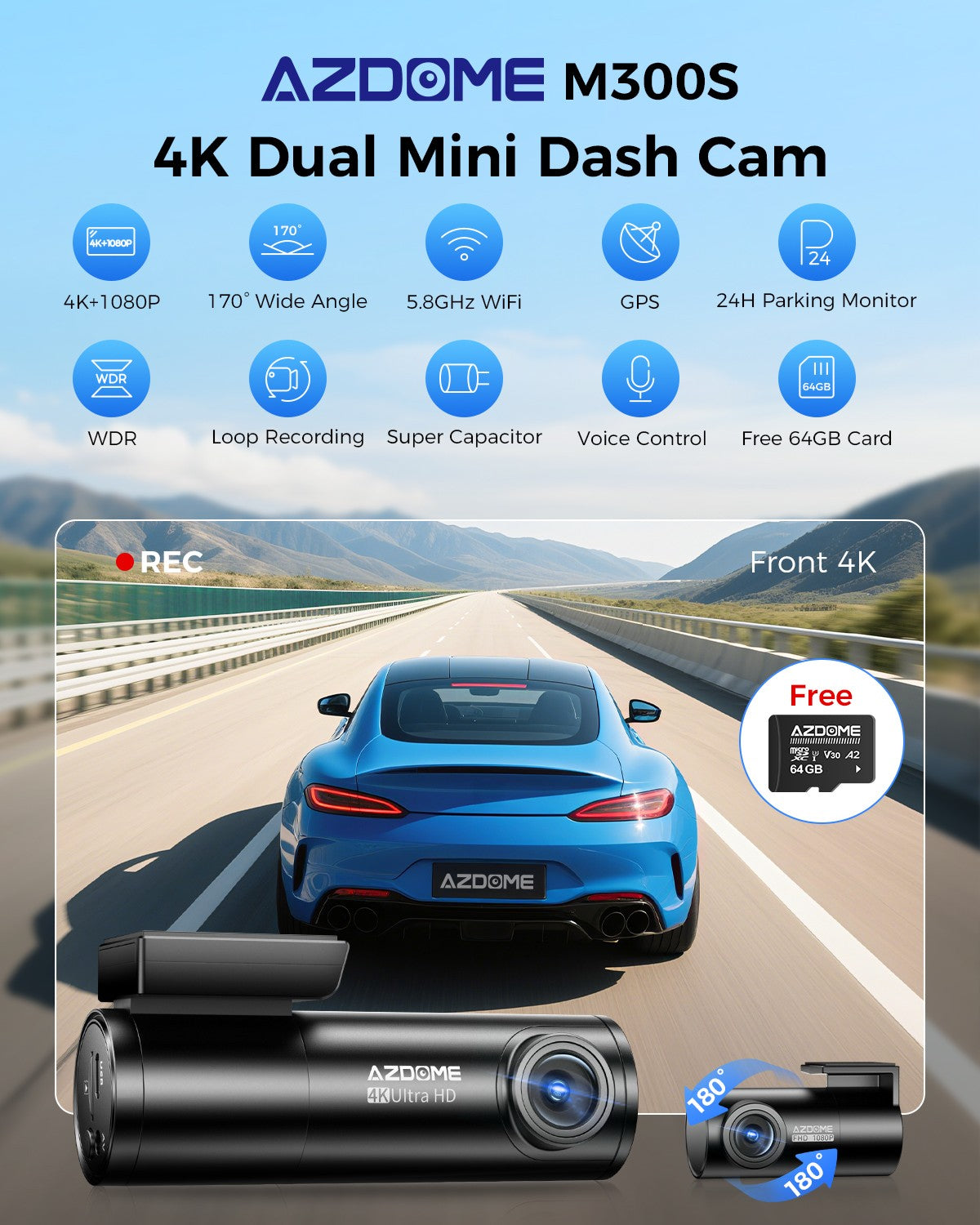Dashcam Auto Kamera 180° / 360° Sicherheitskamera mit 24/7 Aufnahme & professionellem Einbau