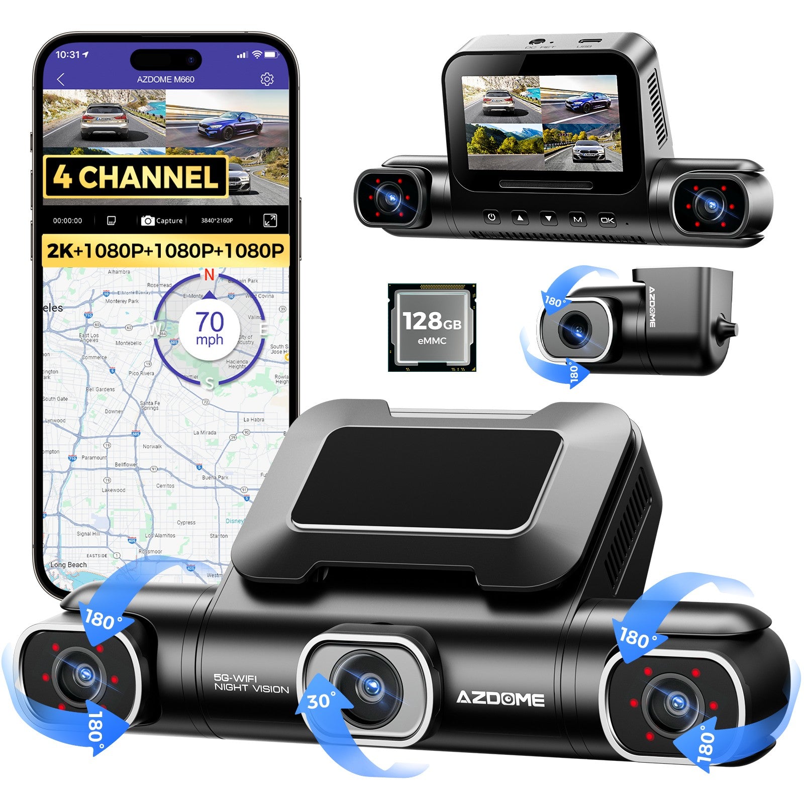 Dashcam Auto Kamera 180° / 360° Sicherheitskamera mit 24/7 Aufnahme & professionellem Einbau