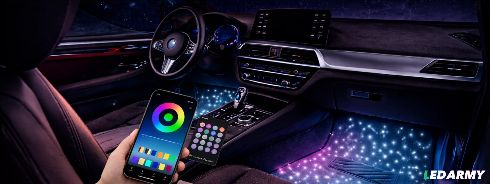 Fahrzeugspezifische LED Auto- Fußmatten mit Sternenhimmel-Effekt – Maßarbeit statt Massenware bei Autronics