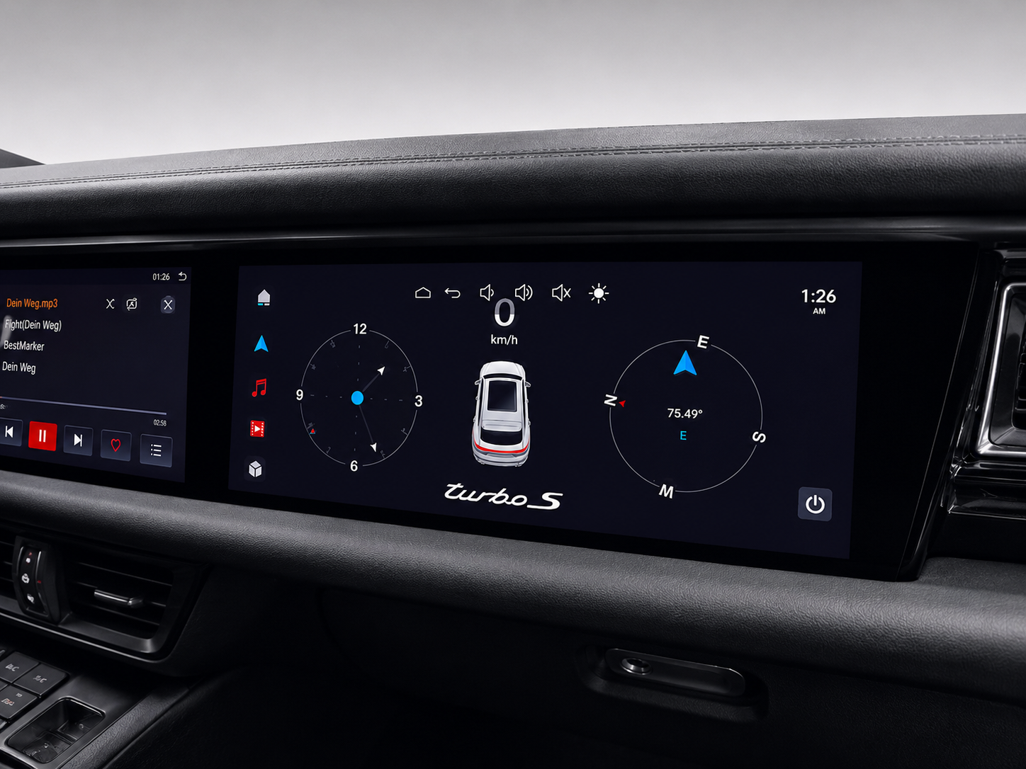 Android 13 Dual-Widescreen Display Nachrüstung – 12,3" Full HD CarPlay Android Auto Navigation Multimedia System 8GB RAM 128GB ROM passend für Porsche Panamera Cayenne Macan inkl. Profi-Einbau