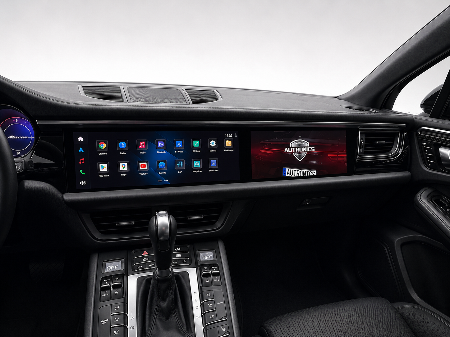 Android 13 Dual-Widescreen Display Nachrüstung – 12,3" Full HD CarPlay Android Auto Navigation Multimedia System 8GB RAM 128GB ROM passend für Porsche Panamera Cayenne Macan inkl. Profi-Einbau