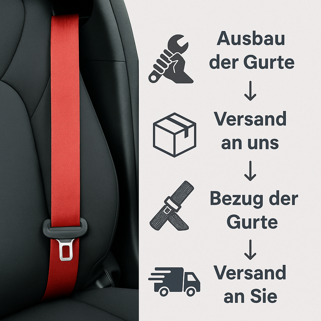 Autogurt Farbe ändern - Autogurt beziehen lassen Gurtband wechseln nach Wunsch Show & Individualisierung