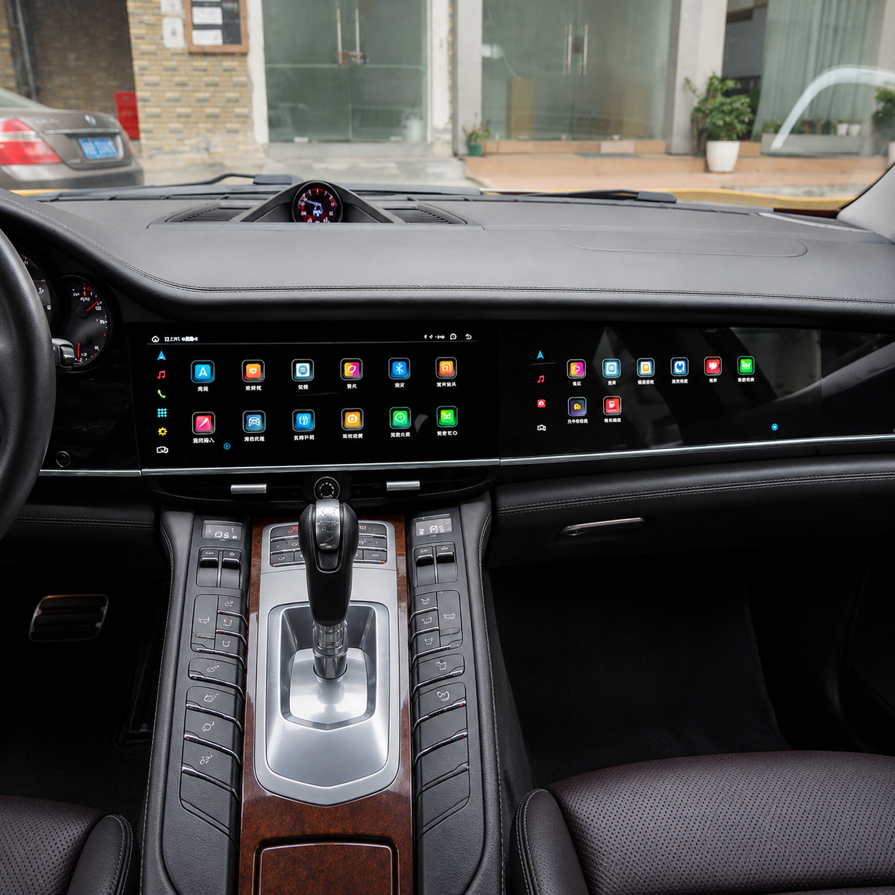 Android 13 Dual-Widescreen Display Nachrüstung – 12,3" Full HD CarPlay Android Auto Navigation Multimedia System 8GB RAM 128GB ROM passend für Porsche Panamera Cayenne Macan inkl. Profi-Einbau