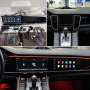 Android 13 Dual-Widescreen Display Nachrüstung – 12,3" Full HD CarPlay Android Auto Navigation Multimedia System 8GB RAM 128GB ROM passend für Porsche Panamera Cayenne Macan inkl. Profi-Einbau