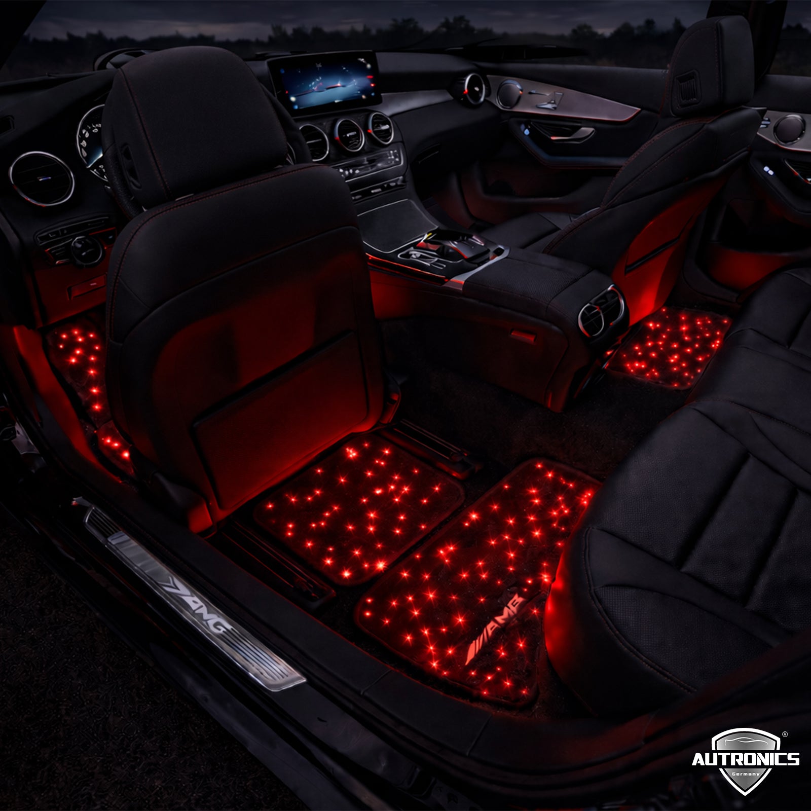 LED Auto Fußmatten mit Sternenhimmel-Effekt Universelle RGB LED Fußraumbeleuchtung für alle Fahrzeuge 64 Farben App- & Fernbedienung Starfloor by Autronics