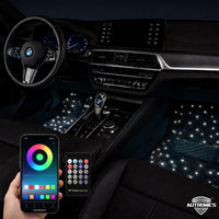 LED Auto Fußmatten mit Sternenhimmel-Effekt Universelle RGB LED Fußraumbeleuchtung für alle Fahrzeuge 64 Farben App- & Fernbedienung Starfloor by Autronics
