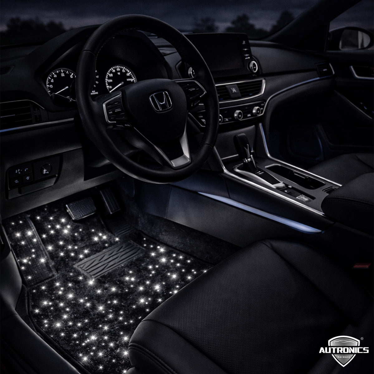 LED Sternenhimmel Fußmatten Umbau Service – RGB Auto Fußraumbeleuchtung 64 Farben App & Fernbedienung Universal Fahrzeug Starfloor Nachrüstung