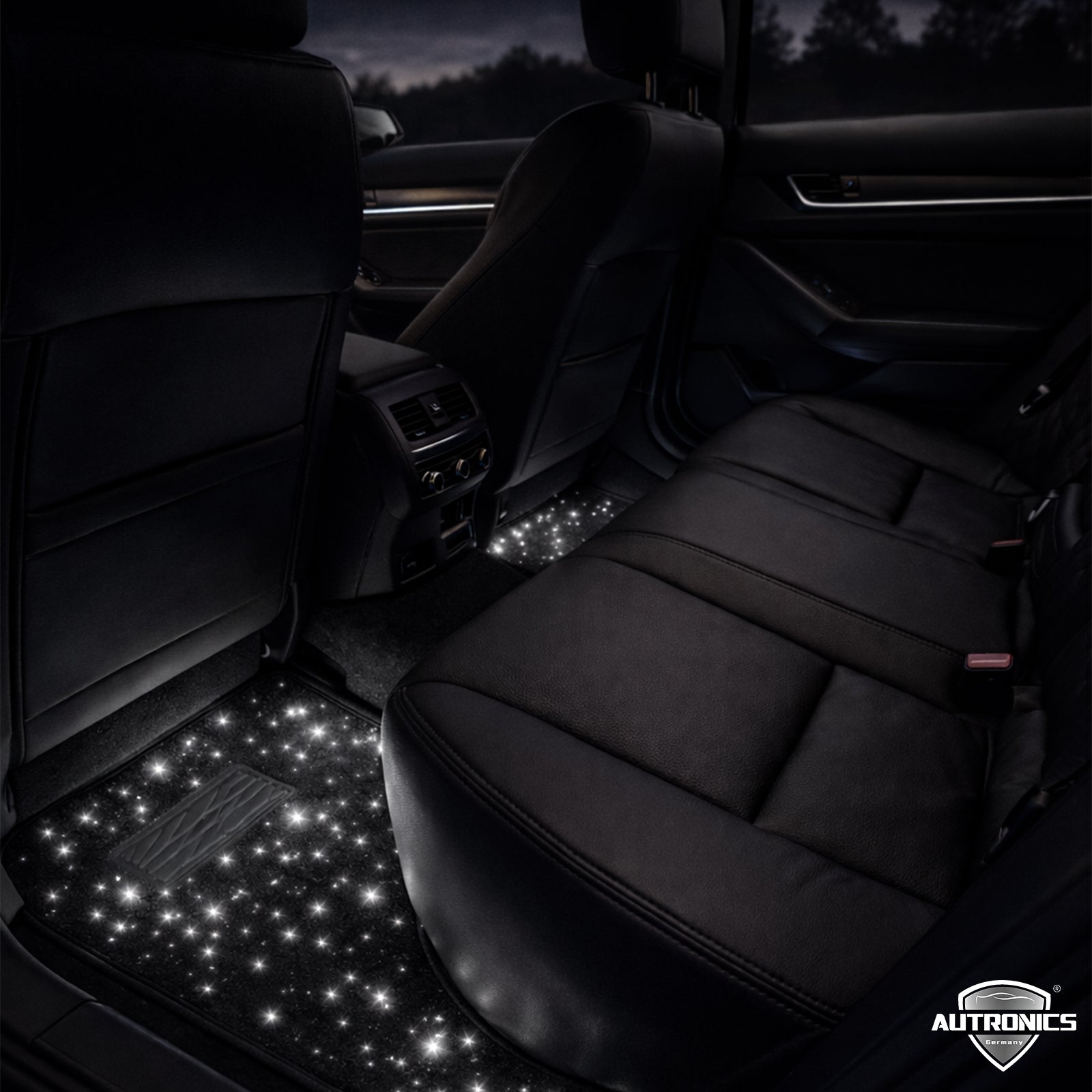 LED Auto Fußmatten mit Sternenhimmel-Effekt Universelle RGB LED Fußraumbeleuchtung für alle Fahrzeuge 64 Farben App- & Fernbedienung Starfloor by Autronics