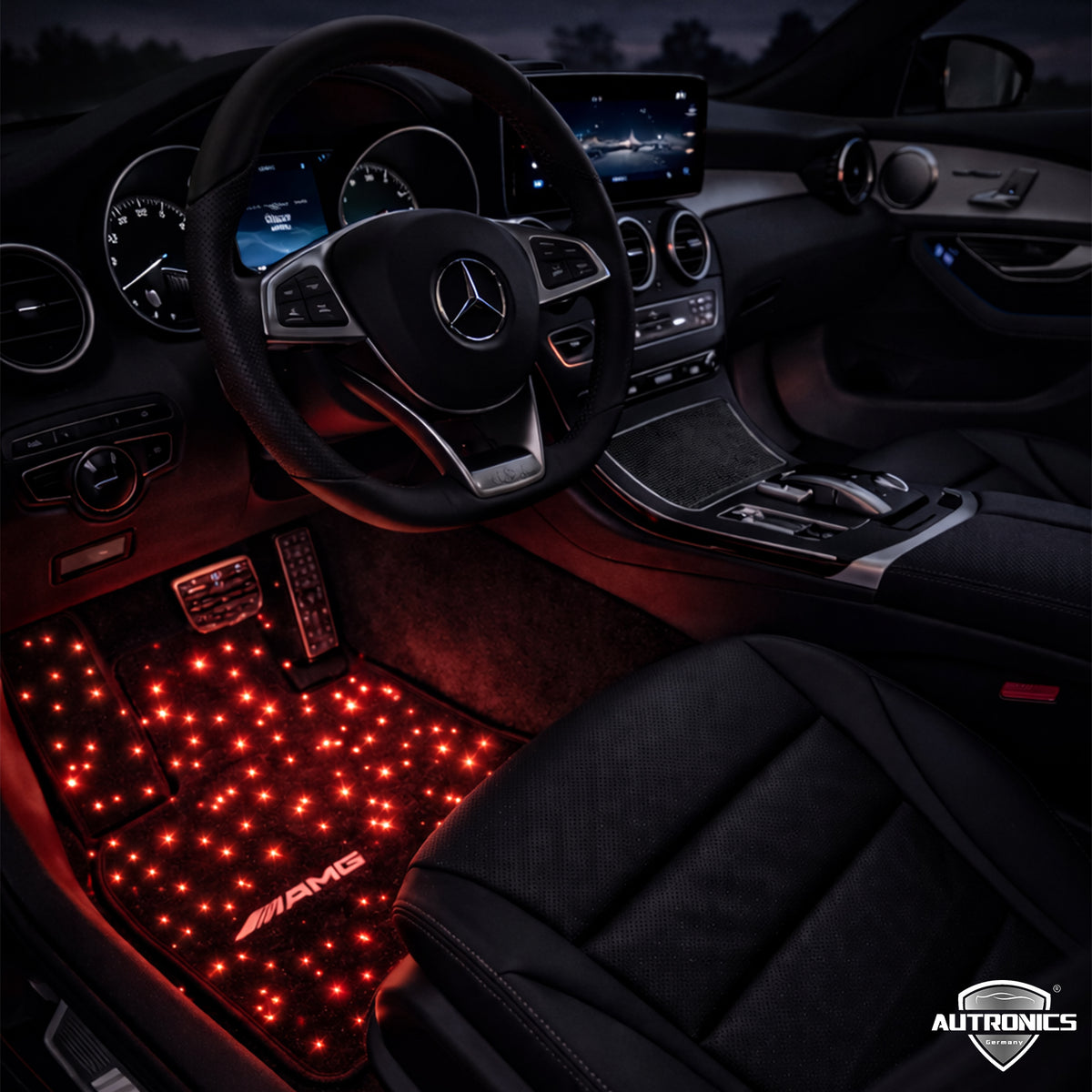 LED Sternenhimmel Fußmatten Umbau Service – RGB Auto Fußraumbeleuchtung 64 Farben App & Fernbedienung Universal Fahrzeug Starfloor Nachrüstung