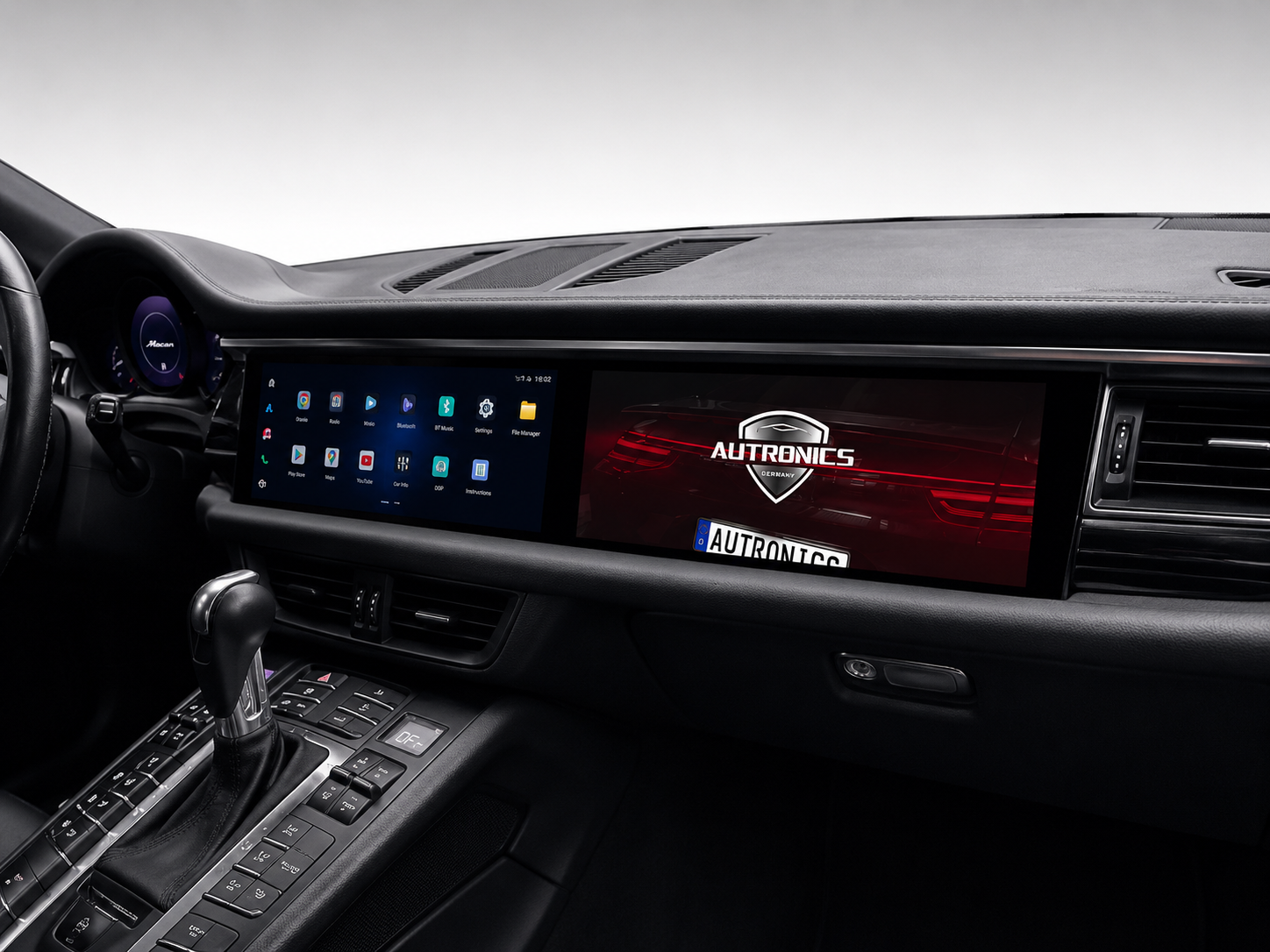 Android 13 Dual-Widescreen Display Nachrüstung – 12,3" Full HD CarPlay Android Auto Navigation Multimedia System 8GB RAM 128GB ROM passend für Porsche Panamera Cayenne Macan inkl. Profi-Einbau