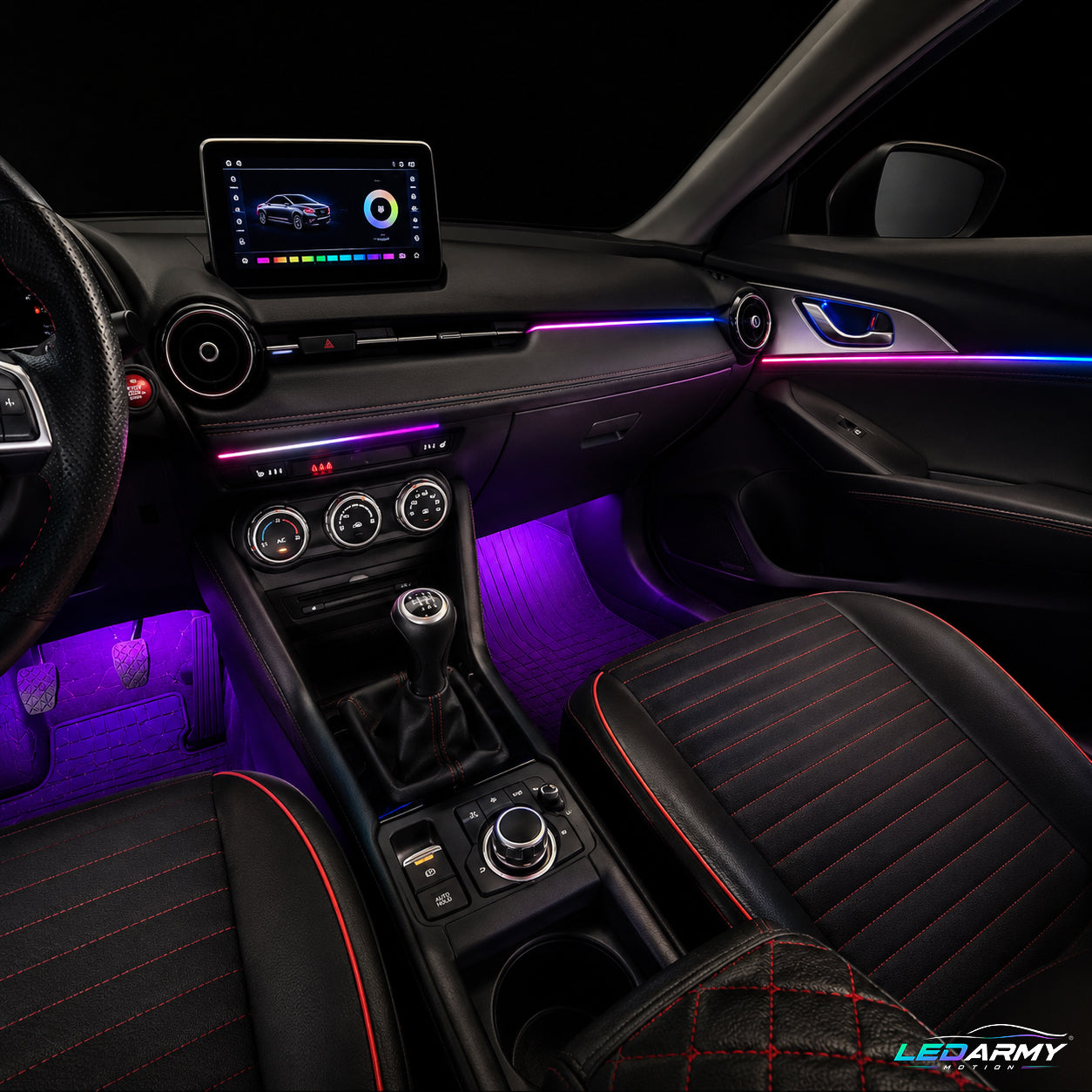 Dynamische RGB LED Ambientebeleuchtung Nachrüstung für Mazda CX-3 inkl. Profi-Einbau