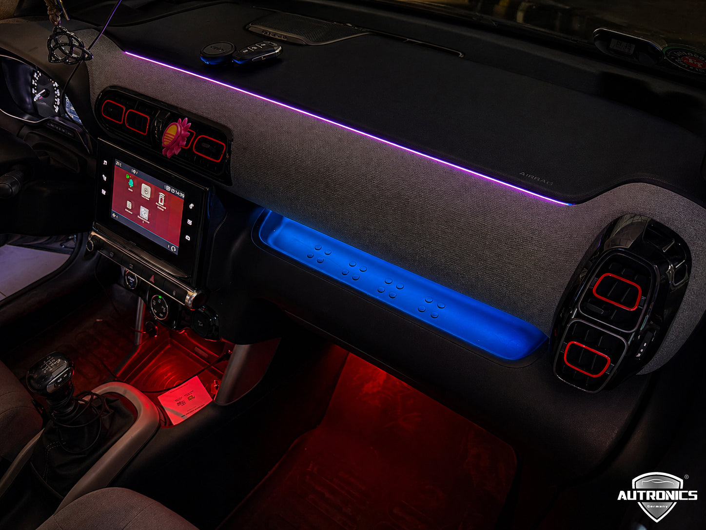 Citroen C3 Ambientebeleuchtung Nachrüstung RGB LED – Dynamische Innenraumbeleuchtung mit App Steuerung inkl. Einbau