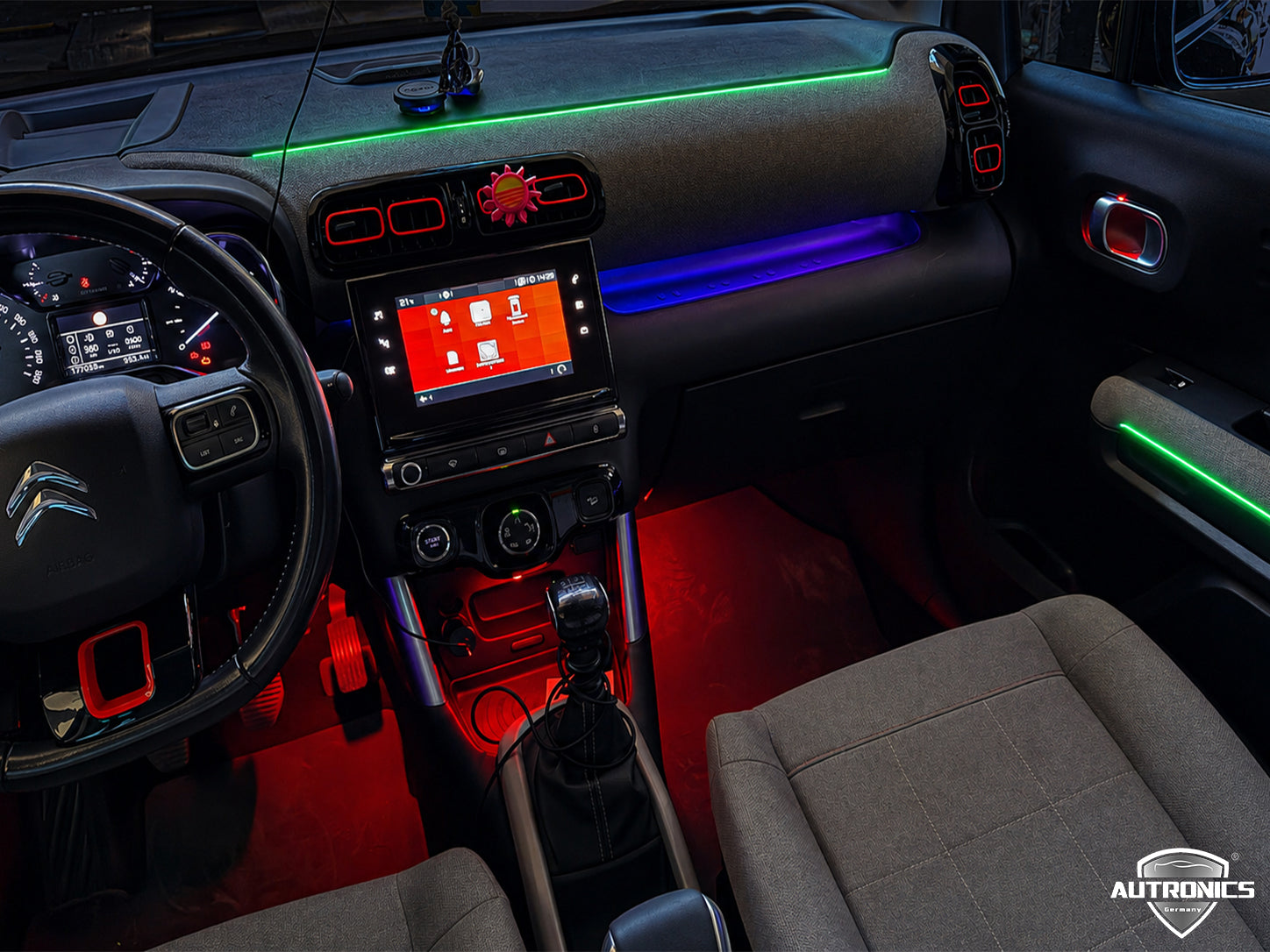 Citroen C3 Ambientebeleuchtung Nachrüstung RGB LED – Dynamische Innenraumbeleuchtung mit App Steuerung inkl. Einbau
